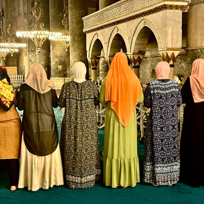 Turkish women at a mosque in Istanbul